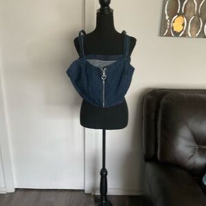 SHEIN Denim Zip-Up Crop Top – Size 1X – Never Worn